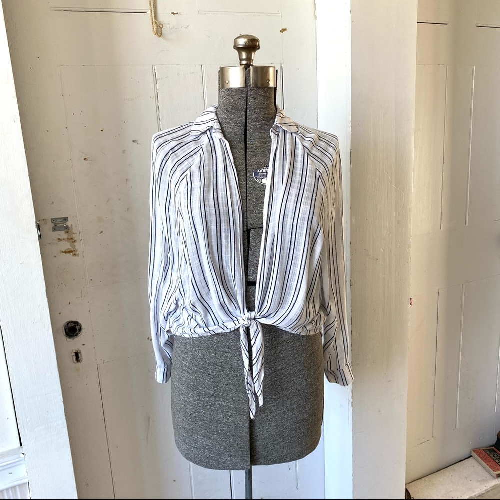 BDG for UO Tie Front Stripe Over Blouse Top